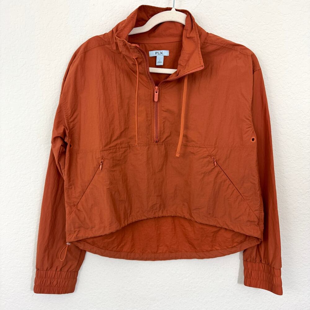 FLX Womens Half Zip Crop Jacket Size S Nylon Lightweight Active Outdoor Cinnamon